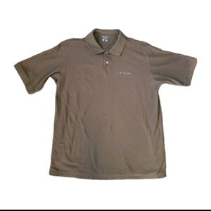 Columbia Polo Shirt Mens Large Olive Green Short Sleeve Cotton Solid